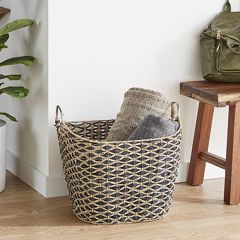 Handled Bohemian Seagrass Storage Basket