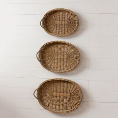 Handled Oval Willow Baskets Set of 3