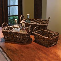 Handled Rectangular Nesting Baskets Set of 3