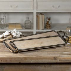 Handled Rustic Industrial Centerpiece Tray Set of 2