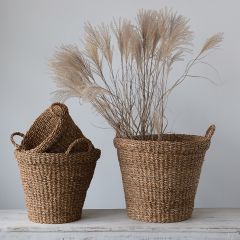 Handled Seagrass Basket Planters Set of 3