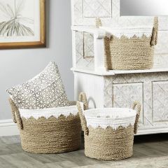 Handled Seagrass Nesting Basket Collection Set of 3