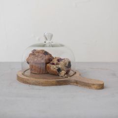 Handled Serving Tray with Glass Cloche Cover