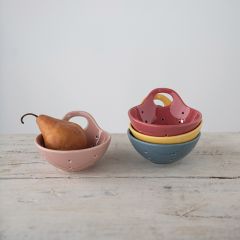 Handled Stoneware Berry Bowls Set of 4