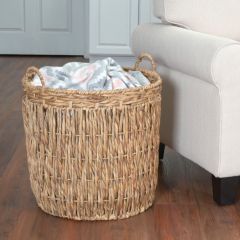Handled Wicker Floor Storage Basket