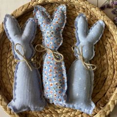Handmade Blue Chambray Mini Bunny Pillow Set of 3