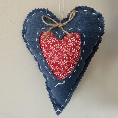 Handmade Denim Heart Ornament