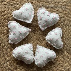Handmade Floral Fabric Heart Set of 6