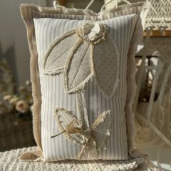 Handmade Rectangular Flower Petal Accent Pillow