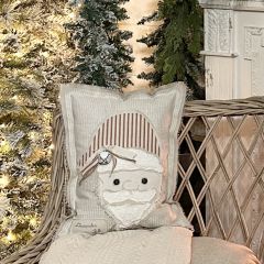 Handmade Santa With Striped Hat Accent Pillow
