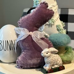 Handmade Velvet Purple Bunny with Bow