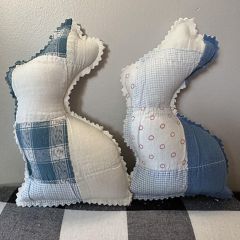 Handmade Vintage Quilt Bunny Pillow Set of 2