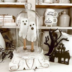 Handmade Vintage Quilted Ghost on Bobbin Spool Set of 2