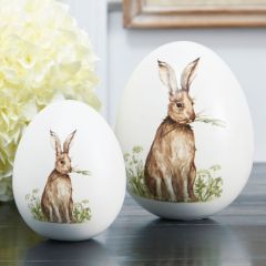 Handsome Hare Ceramic Eggs, Set of 2