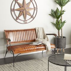 Handsome Tufted Leather Loveseat