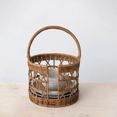 Handwoven Plate Storage Basket With Handle