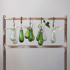Hanging Blown Glass Tear Drop Vase 10 Inch Green