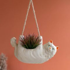 Hanging Ceramic Fluffy Cat Planter