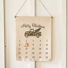 Hanging Merry Christmas Countdown Calendar With Tree Magnet