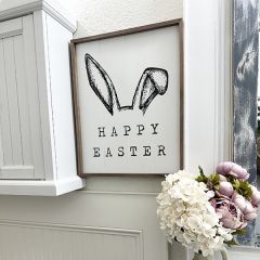 Happy Easter Ears White Wall Art