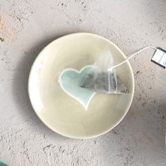 Happy Heart Handmade Stoneware Plate Set of 4