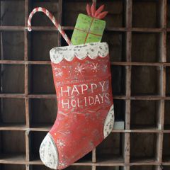 Happy Holidays Painted Stocking Wall Art