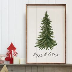 Happy Holidays Pine Tree Wall Art