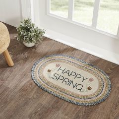 Happy Spring Braided Jute Rug With Pad