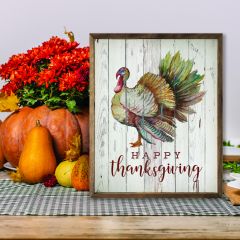 Happy Thanksgiving Turkey Whitewash Wall Art
