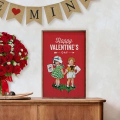 Happy Valentine's Day Vintage Red Wall Art