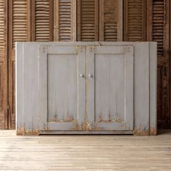 Heavily Distressed Pale Hued Storage Cabinet