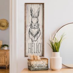 Hello Bunny Whitewash Wall Art