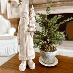 Holiday Accents Carved Santa with Tree Figure