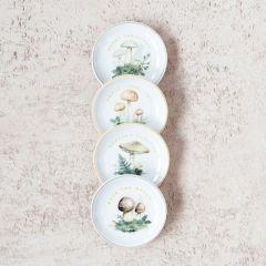 Holiday Greetings Stoneware Mushroom Plate Set of 4