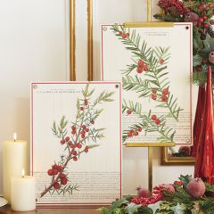 Holly Berry Branch Wall Art Set of 2