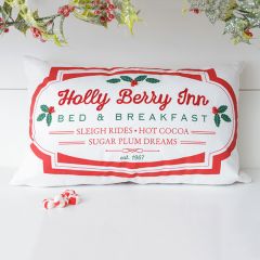 Holly Berry Inn Holiday Accent Pillow