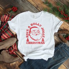 Holly Jolly Santa Tee Shirt White