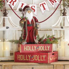 Holly Jolly Wood Crate Set of 2