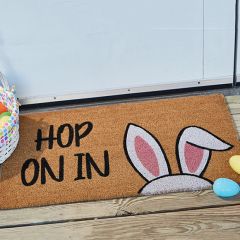 Hop On In Bunny Ear Doormat