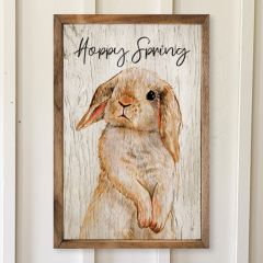 Hoppy Spring Bunny Whitewash Wall Art