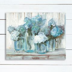 Hydrangea In Mason Jars Wall Art