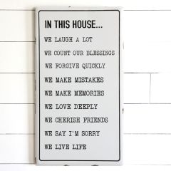 In This House White Enameled Sign