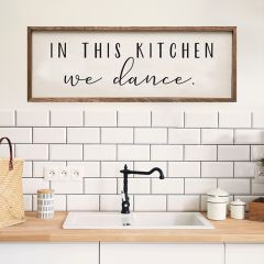 In this Kitchen We Dance White Framed Sign