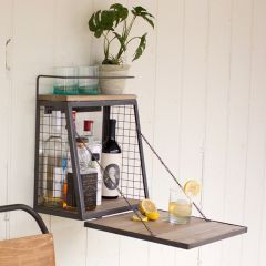 Industrial Wall Bar Cabinet With Drop Down Shelf