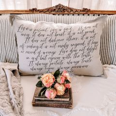 Love Is Linen Print Lumbar Pillow