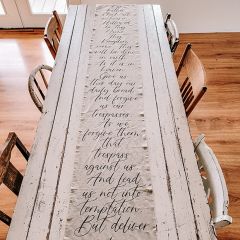 Inspirational Linen Printed Table Runner Our Father