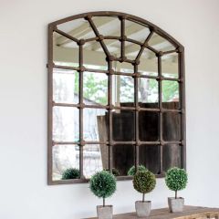 Iron Windowpane Arched Wall Mirror