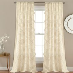 Ivory Ruffle Diamond Curtain Panel Set of 2