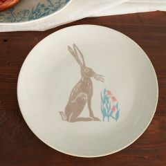 Jack Rabbit White Ceramic Dinner Plate