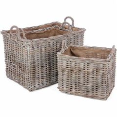 Jute Lined Rattan Nesting Basket Set of 3